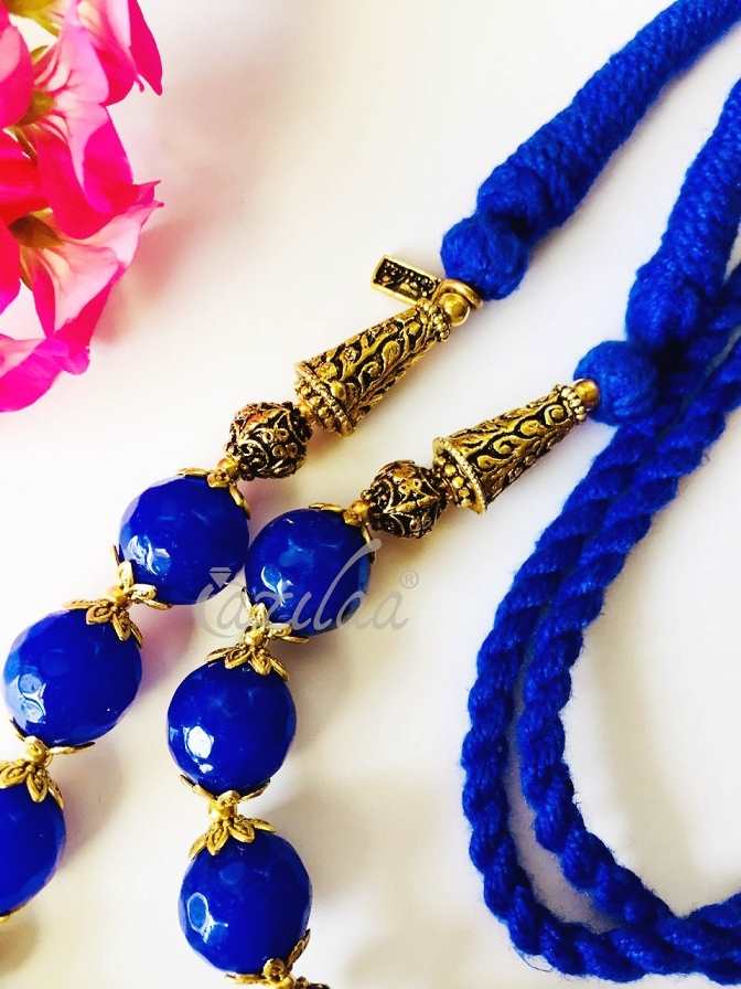 Ganesha pendant necklace set, Blue beads jewellery set