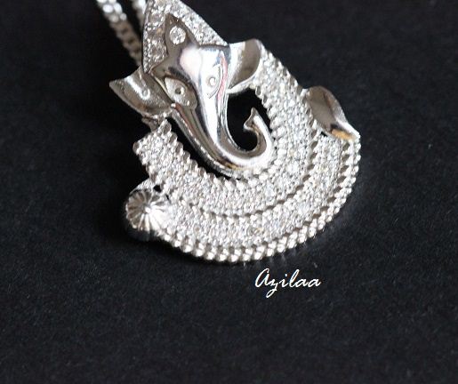 Ganesha pendant sterling silver CZ pendant necklace