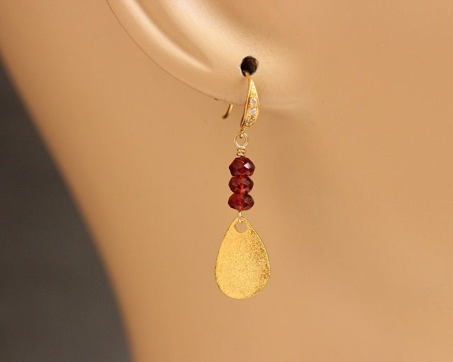 Garnet earrings, Gemstone earrings, Artisan Earrings