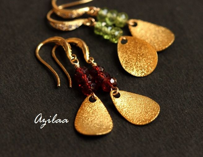 Garnet earrings, Gemstone earrings, Artisan Earrings