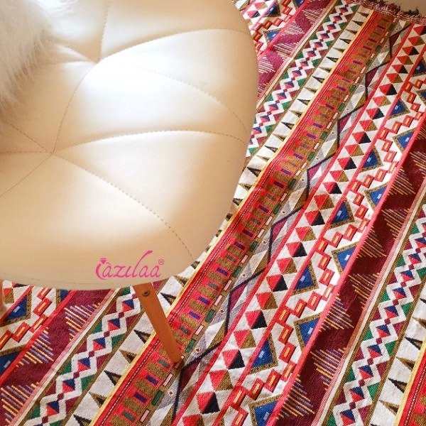 Geometric maroon multi color handloom handmade runner 1