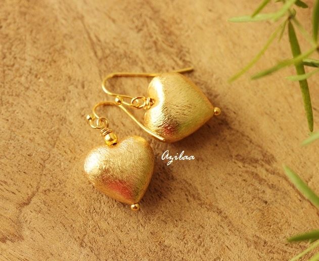 Golden Heart earrings handmade Earrings