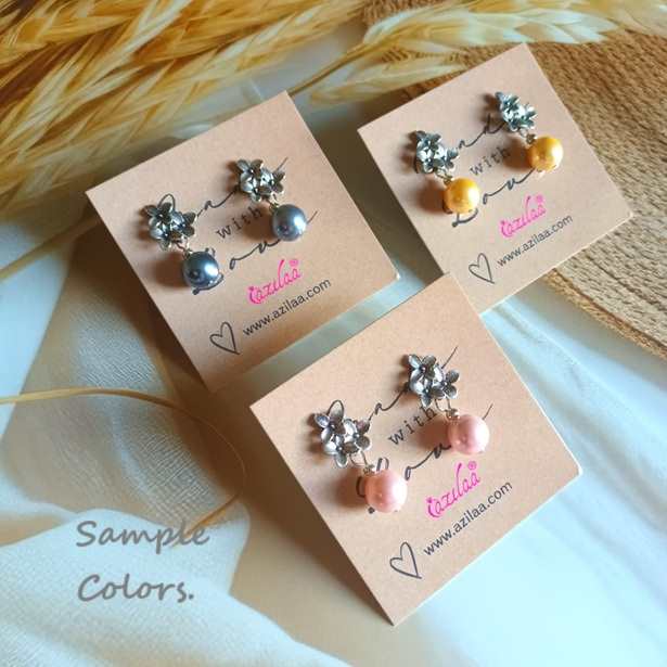 Golden Pearl stud dangler earrings