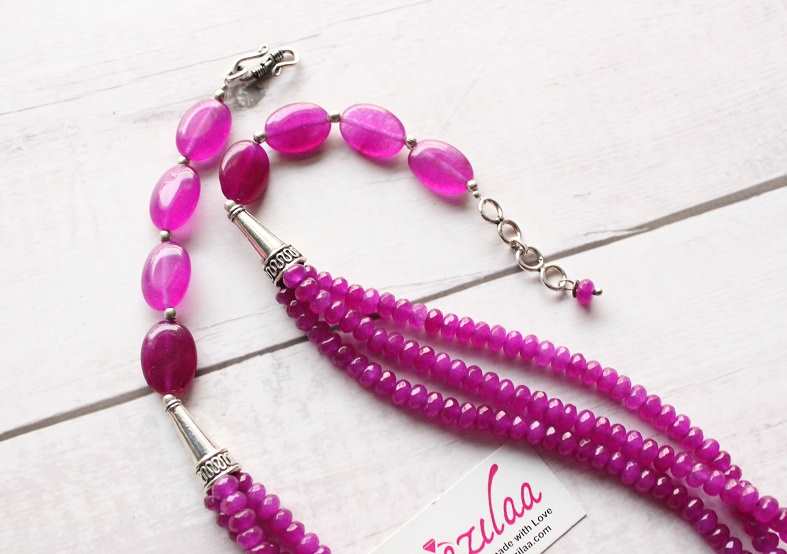 Gorgeous Purple layered beaded gemstone necklace set