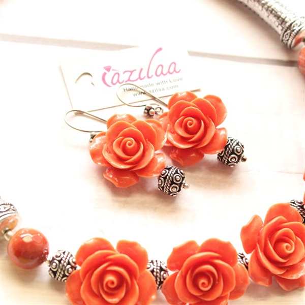Coral on sale rose necklace