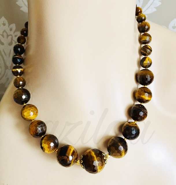 Tigress Statement Tiger eye gemstone necklace earrings set