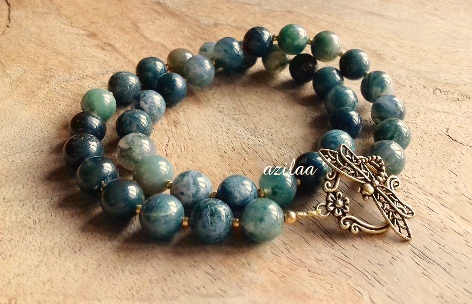  Green Moss agate healing gemstone beaded Necklace 