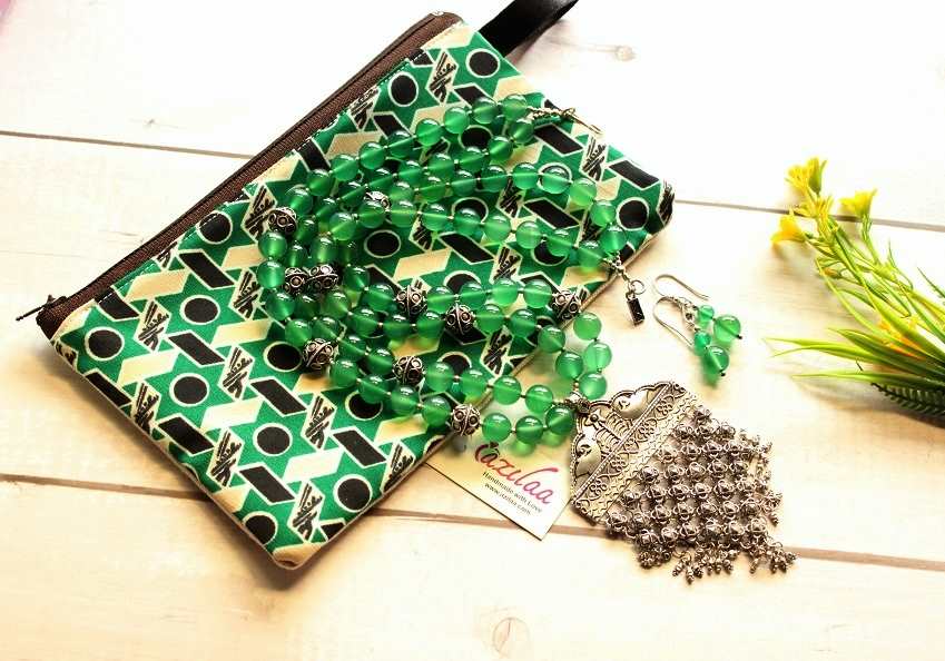 Green Tribal Artisan sterling silver handmade gemstone necklace