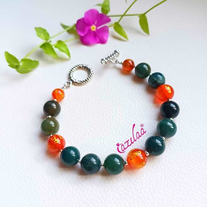 Green agate mantra gemstone handmade bracelet 1