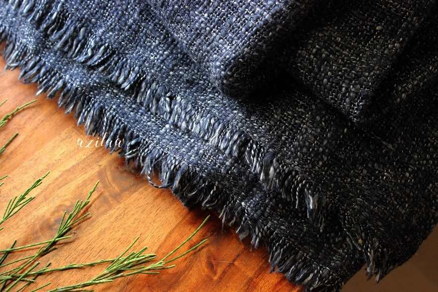 Handloom Blue color soft woven throw blanket