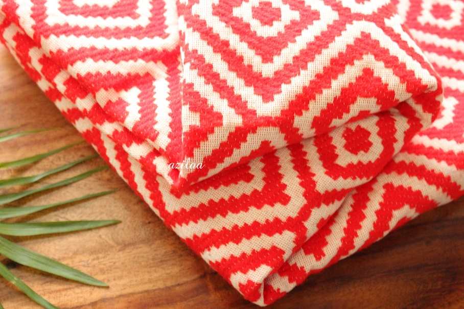 Handloom bright Orange white woven throw blanket