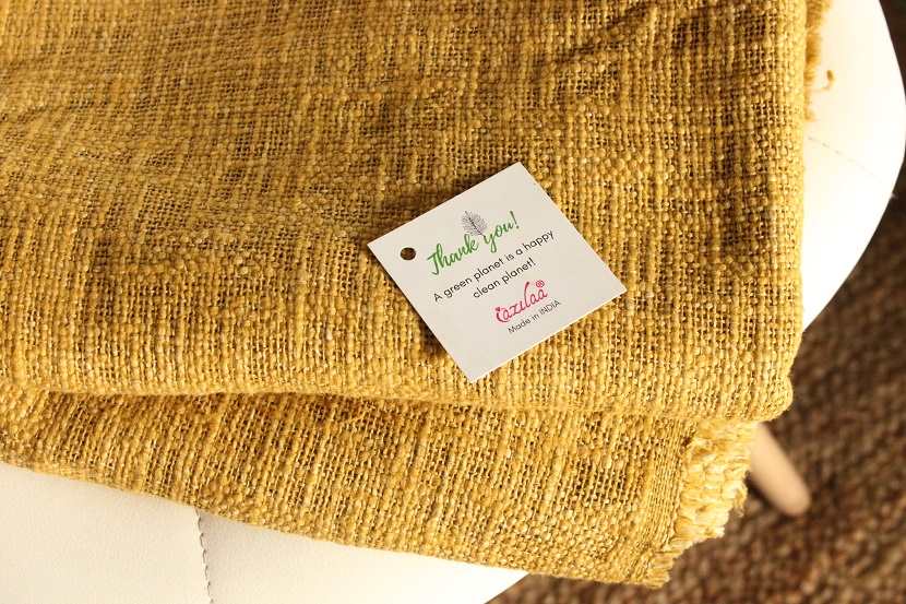Handloom mustard color soft woven throw blanket
