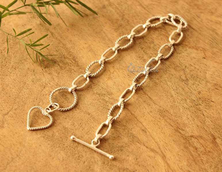 Heart Charm sterling silver handmade designer bracelet