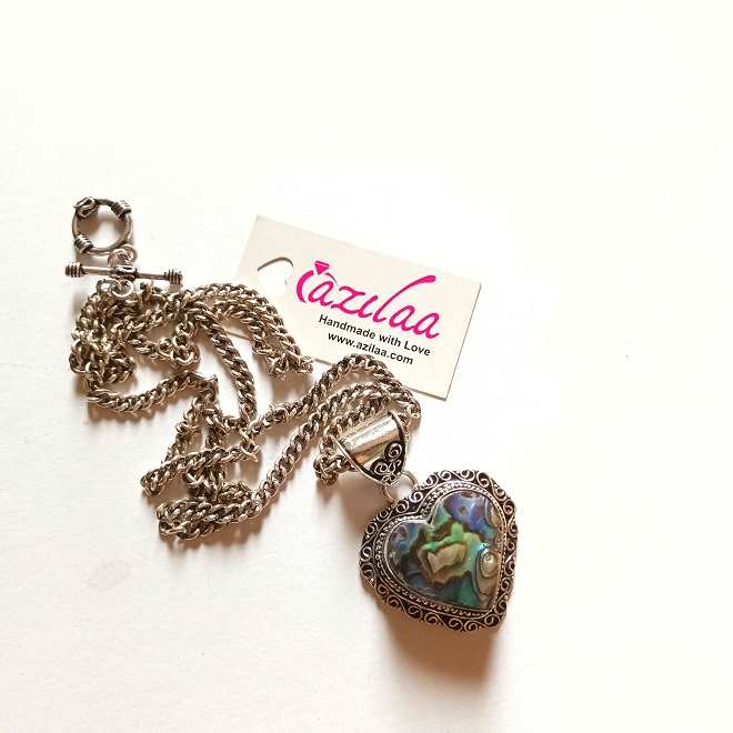 Heart design shell handmade pendant chain necklace 