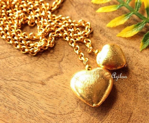 Hearts designer handmade gold plated chain tassel necklace