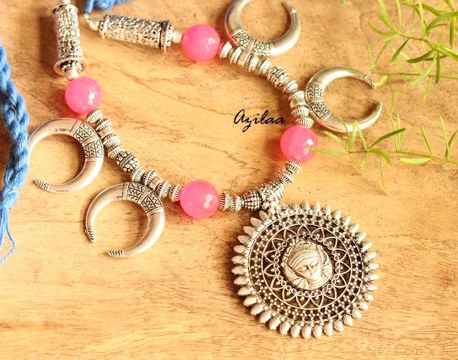 Hot pink Statement artisan handmade necklace 