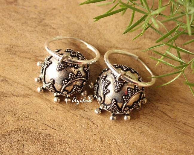 JHUMKI Sterling silver gemstone hoop earrings