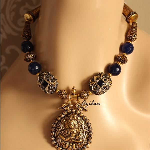 Navy blue necklace and earring set, Exclusive jewellery set at ₹3450 ...