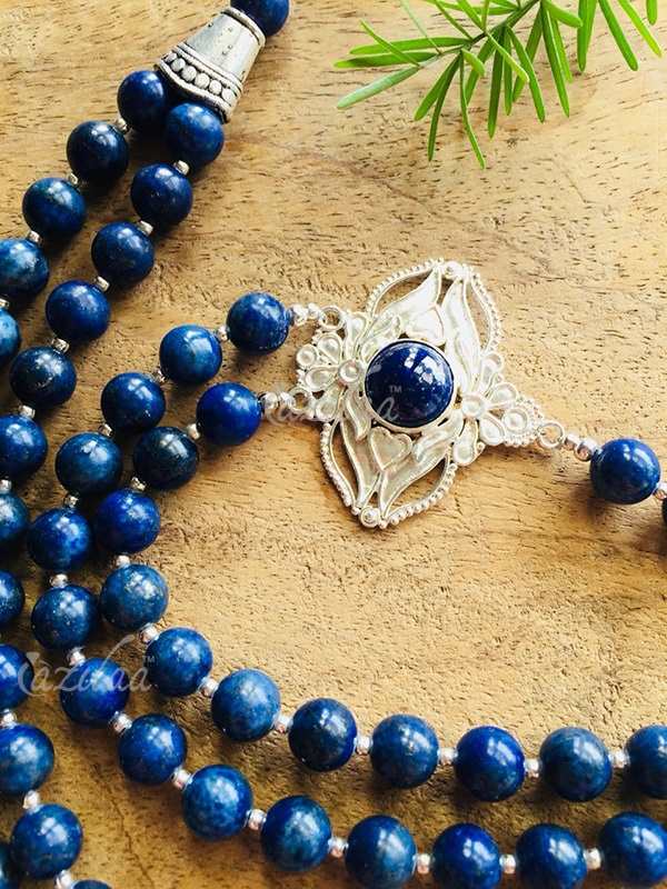 Lapis Lazuli gemstone sterling silver handmade necklace