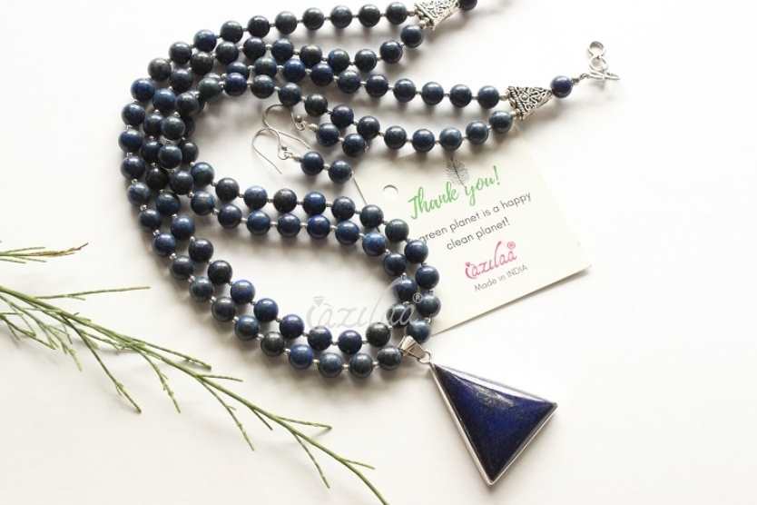 Lapis Lazuli gemstone sterling silver  pendant handmade necklace