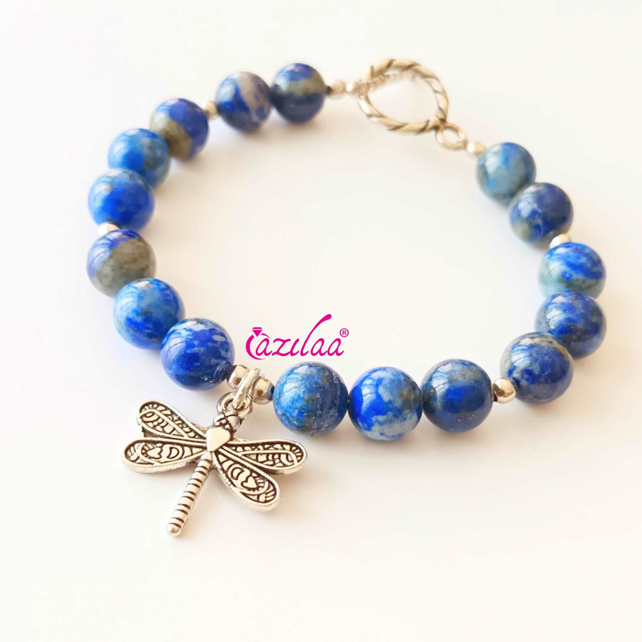 Lapis lazuli beaded charm bracelet couple bracelet 02