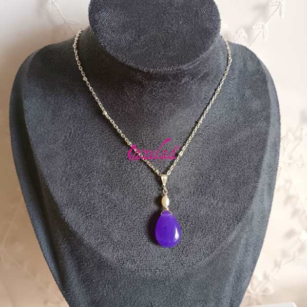 Lavender Purple Gemstone Sterling Silver Gemstone pearl Pendant