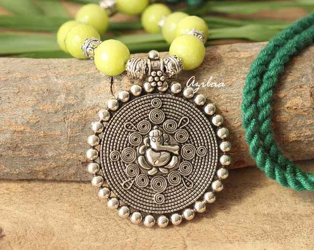 Lime Green Statement artisan handmade necklace