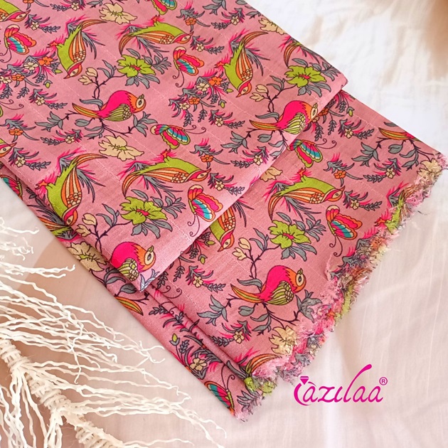 Madubani pink art Tusser silk scarf 