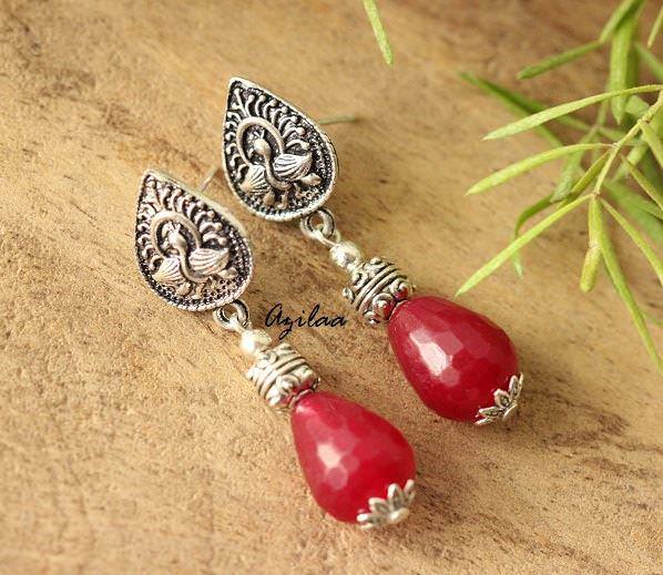 Maroon Ethnic Statement Gemstone artisan handmade necklace set