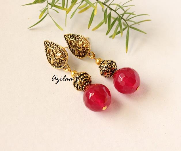 Royal Maroon antique Gold Statement handmade necklace set