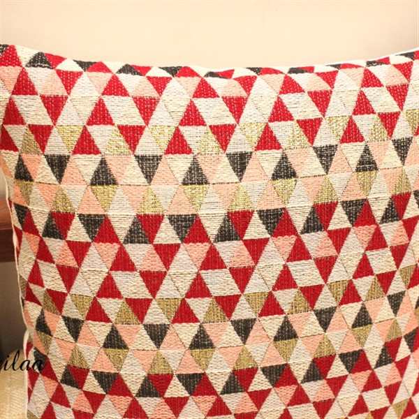 Maroon geometric orange handloom handmade cushion cover at ?490 Azilaa
