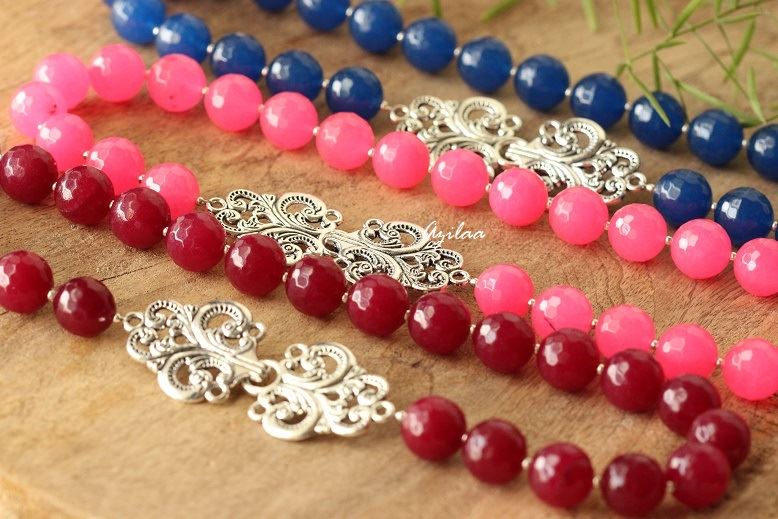 Maroon red agate gemstone artisan handmade necklace 