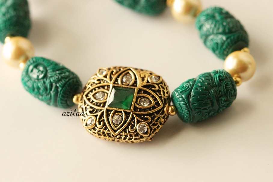 Mermaid pearl Green designer necklace set 