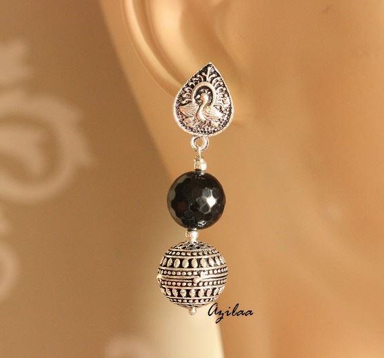 Statement Ethnic Black gemstone handmade necklace set