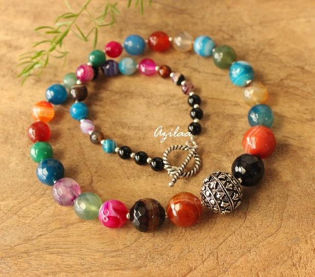 Multi coloured beads necklace earring set designer beaded jewelry