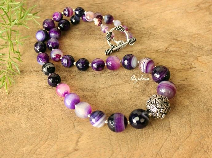 Purple necklace and earring sets, Designer gemstone necklace