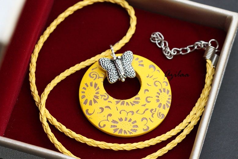 Modern Yellow butterfly Pendant necklace 