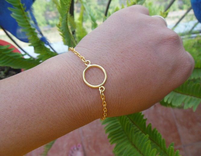 Modern designer golden handmade circle bracelet