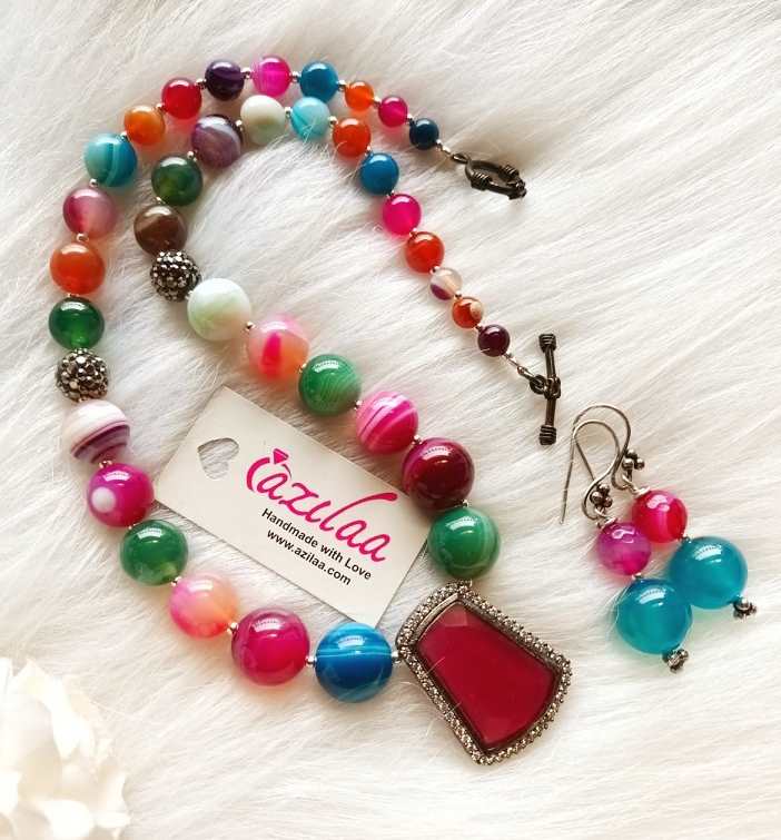 Multi color Gemstone necklace set
