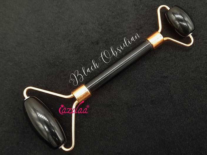 Natural Black obsidian roller and Gua sha set 