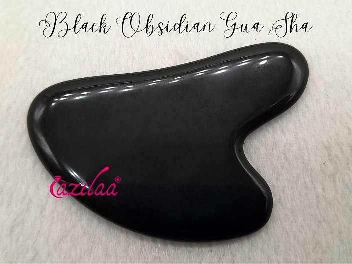 Natural Black obsidian roller and Gua sha set 