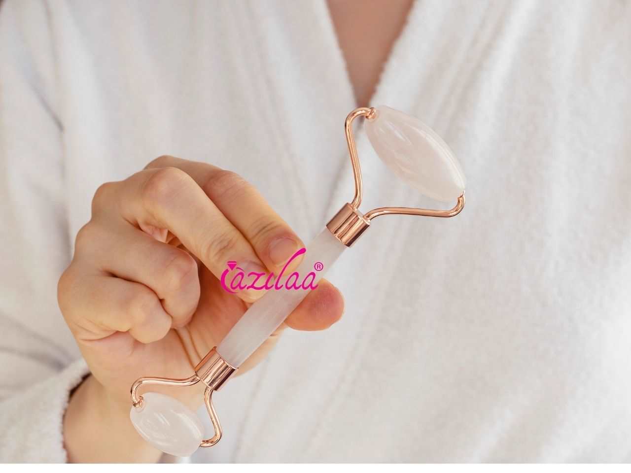 Natural Rose quartz roller and Gua sha set 