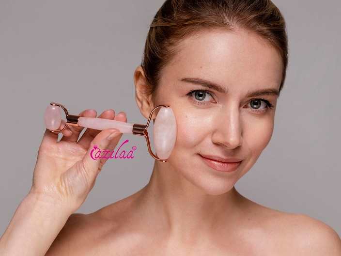 Natural gemstone Rose quartz roller 