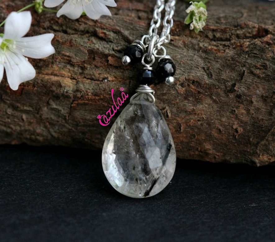 OOAK Rutil quartz gemstone sterling silver drop pendant