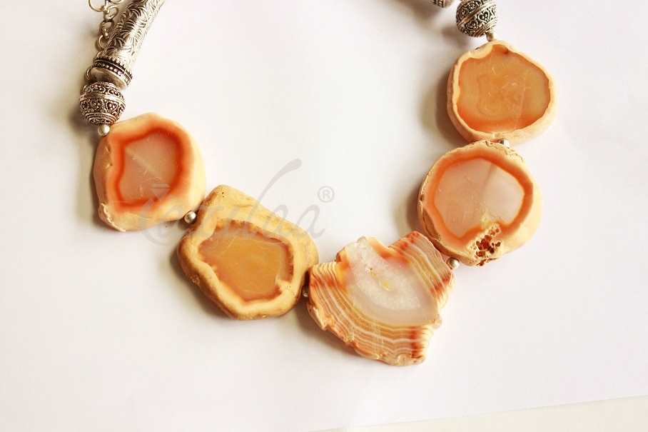 OOAK Statement agate designer gemstone beaded necklace 