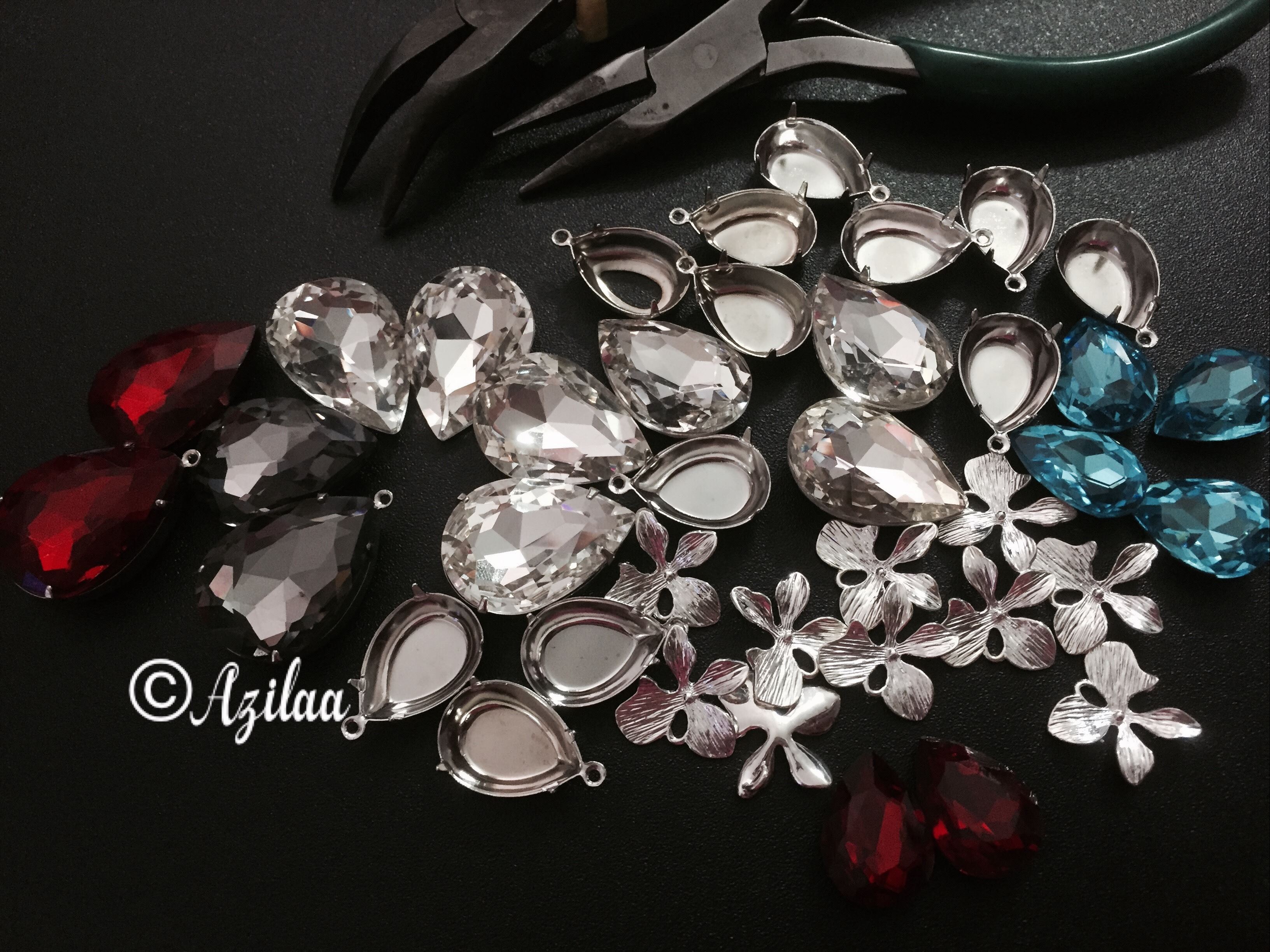 Orchid Flower Designer Crystal Pendant Necklace SET