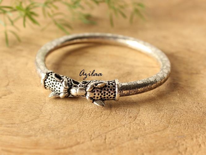 Oxidized Silver plated bangle bracelet handmade at ?950 Azilaa
