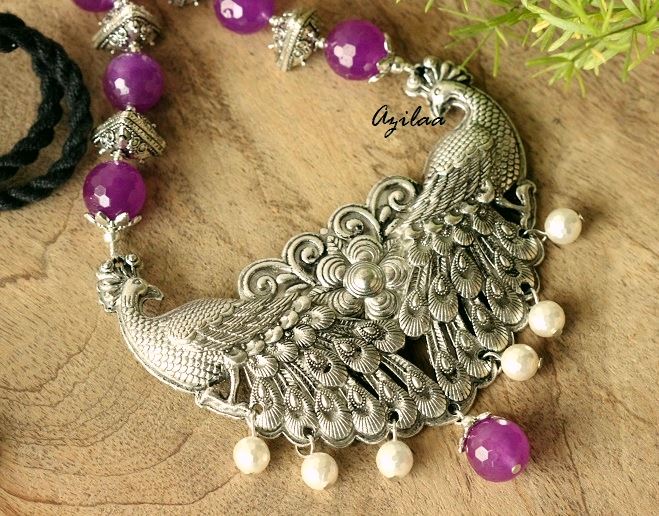 Peacock Statement handmade necklace set