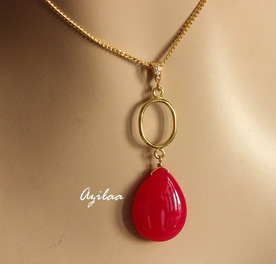 Pink Gemstone Chalcedony Sterling Silver Gold Plated Pendant