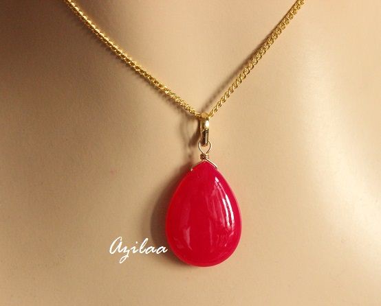 Pink gemstone chalcedony sterling silver gold plated Pendant